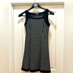 Lauren Ralph Lauren Black & White A-Line Stretch Dress (Size 10) - EUC